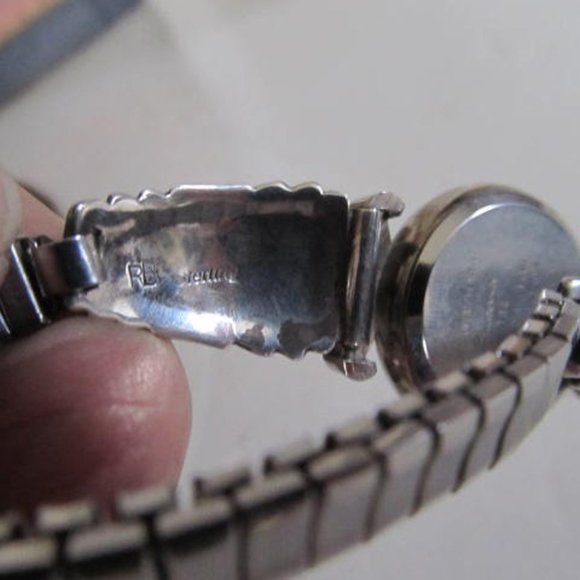 Diamond Quartz JB Navajo Sterling silver watch Womens Black Onyx Watch Bracelet - Picture 6 of 6